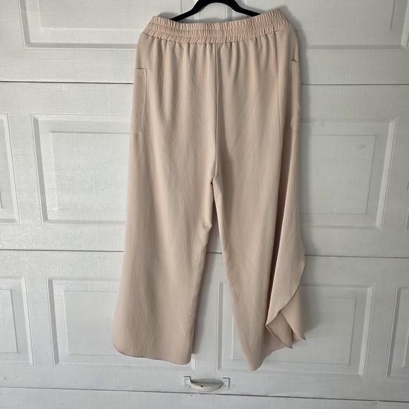 B Beige Split-Leg Pants XL| Boho Resort Style Wide Leg | Coastal Minimalist - Picture 5 of 11